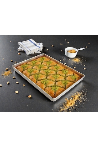 5 Adet - Tek Kullanımlık Alüminyum Tepsi - 25x35x3,5 Cm 145 Gr Gri