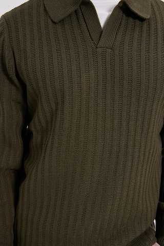 Tudors Erkek Standart Fit Normal Kesim Polo Yaka Haki Kazak-46286