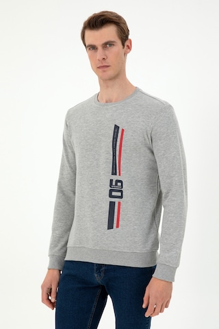 U.S. Polo Assn. Erkek Regular Fit Bisiklet Yaka Gri Melanj Sweatshirt 50293441-VR109