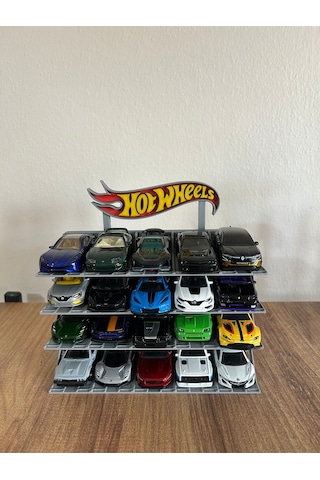 Hot Wheels Uyumlu 20 Araçlık Stand 1/64 Gri Renkli Logolu