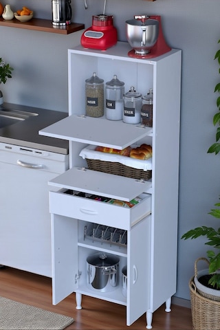 Eliusta Solaira 65 Cm Genişlik Kapaklı Mutfak Dolabı 4 Kapaklı, Çekmeceli Çok Amaçlı Mutfak/banyo Dolabı Beyaz