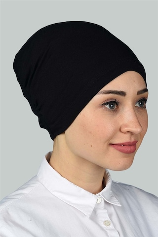 Altobeh Hazır Pratik Geçmeli Lastikli Tesettür Bone - Siyah