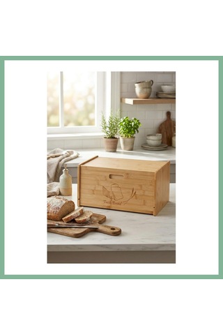 Bşkvirgo Doğal Bambu Kapaklı Ekmek Kutusu & Doğal Bambu Ekmek Dolabı 23x38x20 Cm Bsk2026 Çok Renkli