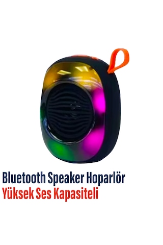 Blosuz Bluetooth Hoparlör 5w Rgb Işıklı Speaker Ses Bombası Siyah