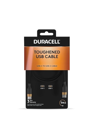 Duracell 1m Usb-c To Usb-c 60w Örgülü Data Kablosu - Siyah