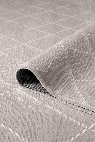 Malta Mlt01g Gri Dekoratif Şönil Kilim Geometrik Desen Yıkanabilir Yumuşak Kaymaz Taban Halı Yolluk
