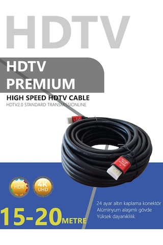 Hdtv Premium Yüksek Hızlı 4k Ultra Hd Hdmı 2.0 Ses Ve Görüntü Kablosu 20 Metre
