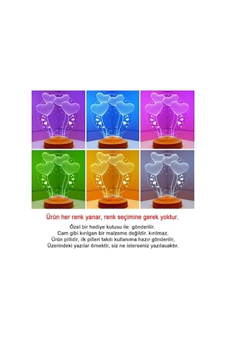 3D Led Lamba 3Boyutlu Balon Kalpler Küre Kişiye Özel Hediye