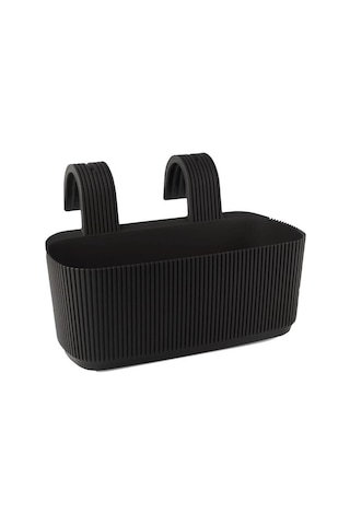 Omnipazar Krs-249 Dekoratif Plastik Pera Askılı Balkon Saksı 3.2 Litre Siyah