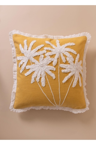 The Mia Bohem Palmiye Desenli Kırlent Hardal 45 X 45 Cm Hardal