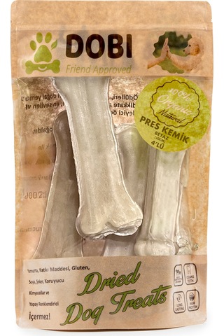 %100 Organik Köpek Ödül Maması 4 Lü Beyaz Pres Kemik, Katkısız Ve Gluten Free 10cm