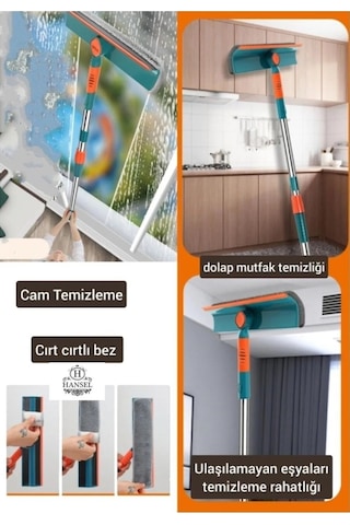 Bükülür Oynar Başlıklı Cam Silme Aparatı Teleskopik Çift Taraflı Pratik Cam Silecek.