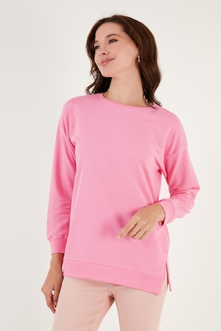 Lela Pamuklu Regular Fit Bisiklet Yaka Basic Bayan Sweat 5863569 Şeker Pembe