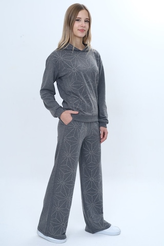 Toontoy Kids Toontoy Kız Çocuk 2'li Takım Taş İşlemeli Kapüşonlu Sweatshirt & Beli Lastikli Bol Paça Cepli Eşofman Altı - 2 İplik Bordo