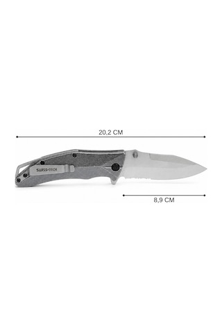 Swisstech Katlanır Cep Kamp Çakısı - Swiss+tech - St014005 Gri