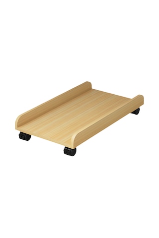 Homyl Masaüstü Cpu Ahşap Tekerlekli Stand Bilgisayar Kasası