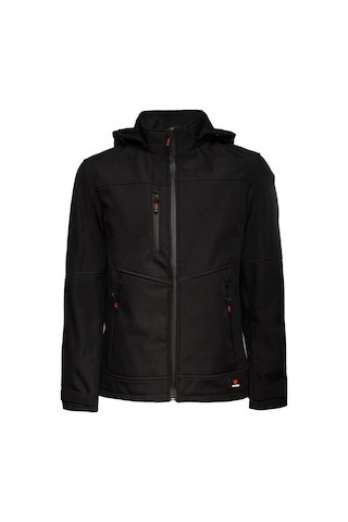 Softshell Kapşonlu Parçalı Mont Siyah