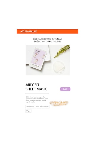 Missha Airy Fit Sheet Mask Pearl İnci Özlü Aydınlatıcı ve Nemlendirici Yaprak Maske 1 Adet