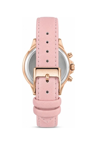 Kadın Kol Saati Pembe Deri Kordon Rose Gold Kasa Pembe Analog Kadran St-304456