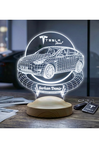 Tesla Model Y Kişiye Özel Led Lamba, Tesla Sahiplerine Hediye, Otomobil Tutkunlarına Özel Masa Lambası