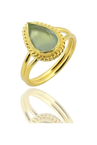 Beyisa Güneş Taşı Serisi Sarma Damla Kesim Mavi Renkli Oniks 22 Ayar Altın Kaplama Kadın Set