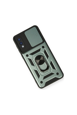 Galaxy Uyumlu- A02 Kılıf Pars Lens Yüzüklü Silikon - Yeşil