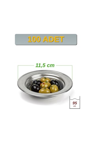 Binbir Trend 11,5 Cm Yanaklı Krom Çelik Zeytinlik Ve Kahvaltılık Kase 95 Ml Meze, Reçel, Sos Kasesi -kase1158 100 Adet