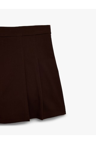 Koton Normal Bel Mini Pileli Şort Etek Kahverengi 7wal70016ıw Kahve