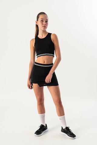 Maraton Slimfit Kadın Bisiklet Yaka Siyah- Bra Siyah-