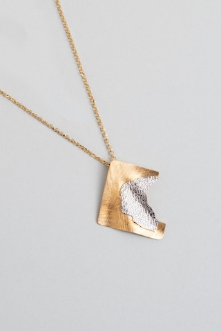 Kayıp Şehir 18 Ayar Sarı Altın Kaplama 47 Cm Gümüş Tasarım Kolye