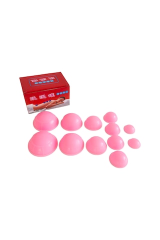 Yuntech01 12'li Pembe Silikon Vakum Çekim Kavanozları - Esnek, Sağlıklı Masaj Ve Fitness İçin Taşınabilir Hijyenik Aletler Çok Renkli