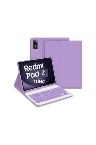 Xiaomi Redmi Pad 2 11inç 2025 Kılıf Kablosuz Klavyeli Case Mobax Türkçe Klavye Kapaklı Kılıf