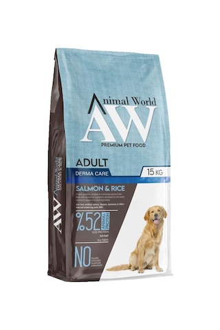 Animal World Derma Somonlu ve Pirinçli Yetişkin Köpek Maması 15 KG