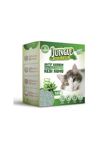 Jungle Aktif Karbonlu Aloe Vera Kokulu Gri İnce Topaklaşan Kedi Kumu 3 x 6 L Jungle Aktif Karbonlu Aloe Vera Kokulu Gri İnce Topaklaşan Kedi Kumu 3 x 6 L