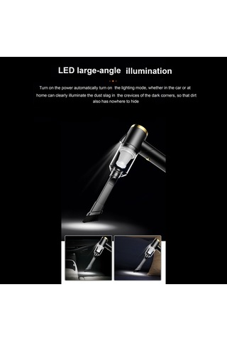 Springsun Q8 Siyah Kolluklu Fırçalı Süpürge: 9000pa Süçme Gücü, 120w, 4000mah Pil İle Ev Ve Araç Temizliği