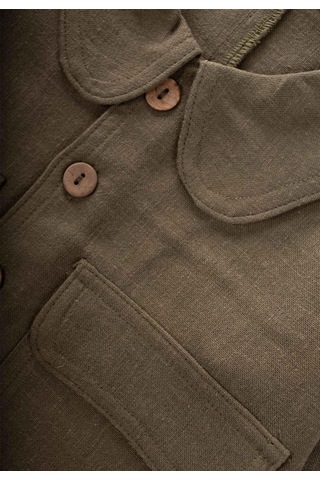 Cigit Cigit Sarh Keten Düğmeli Ceket 2-7 Yaş Haki Yeşil Haki