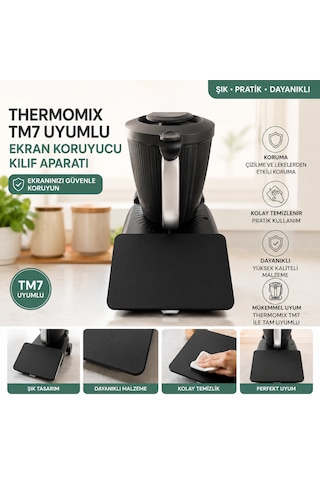 Thermomix Tm7 Uyumlu Şık Tasarımlı Mutfak Ekran Koruyucu Kılıf Aparatı Siyah