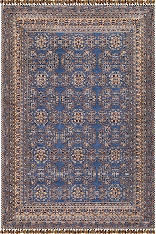 Mavi Renkli Afgan Tarzı Altı Kaymaz Yıkanabilir Şönil Kilim-598
