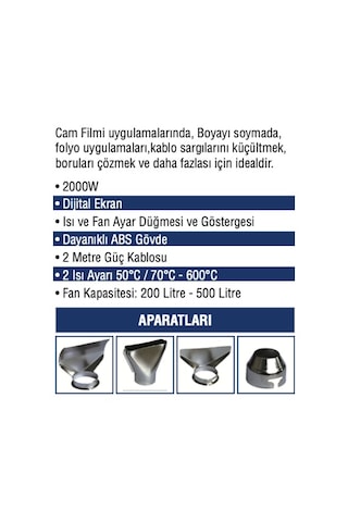 Mercure MC-9028 Dijital Göstergeli Sıcak Hava Tabancası