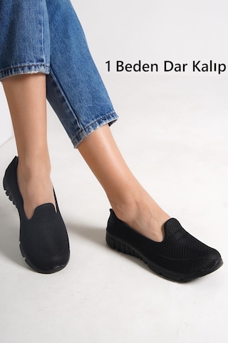 Kadın Fileli Bez Yazlık Spor Babet Siyah