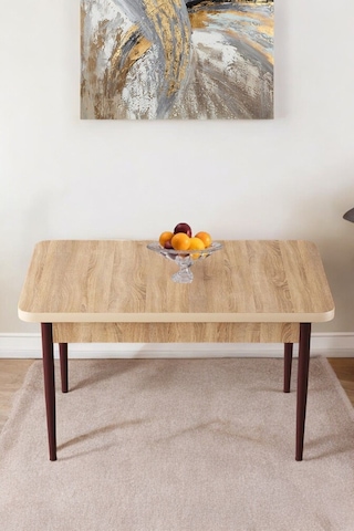 Familieconcept Tulca Serisi 70x110 Meşe Desen Mdf Masa Sabit Mutfak Masası Açık Kahverengi