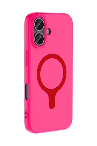 Apple iPhone Uyumlu 17 Kılıf M-safe Şarj Özellikli Zore Aris Silikon Kapak - Koyu Pembe