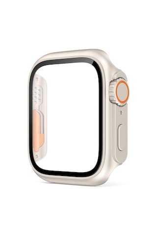Apple Uyumlu Watch 7 8 45 MM Ultra Görünümlü Kasa Dönüştürücü Ekran Koruyucu 25 Beyaz