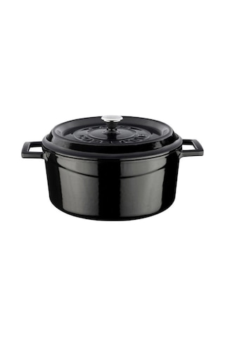 Lava Döküm Yuvarlak Tencere. Trendy Çap Ø 24cm. - Siyah