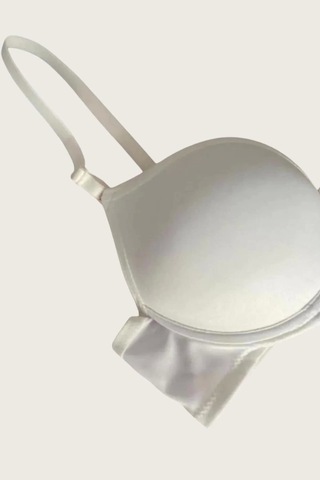 Mikro Kumaş İçi Boş Balenli Günlük Tek Desteksiz Sütyen Beyaz