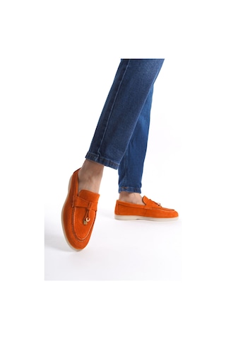 Mubiano Hakiki Deri Collection Kadın Süet Loafer & Babet Oranj -mckry1410-orj Oranj