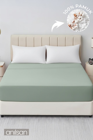 Düz Mint Yeşili Lastikli Çarşaf %100 Pamuk Tek/çift Kişilik Ev, Otel Çarşafı,63 Tel Yeşil