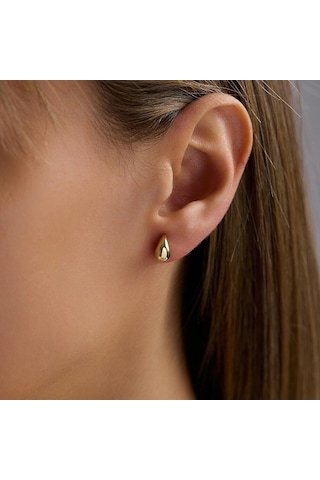 Sembol Gold 14 Ayar Sade Damla Altın Küpe 0.70 Gram 1.0 Cm T14682 Çok Renkli