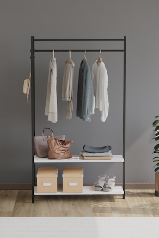 Bofigo Konfeksiyon Askısı Ayaklı Askılık Elbise Askılığı Raflı Askılık Jüpiter Beyaz Beyaz