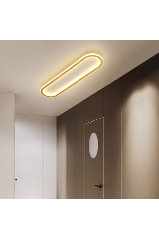 Eskitme Gold 120x16 cm Oval Avize 3000K Sarı Işık Led Tavan Lambası
